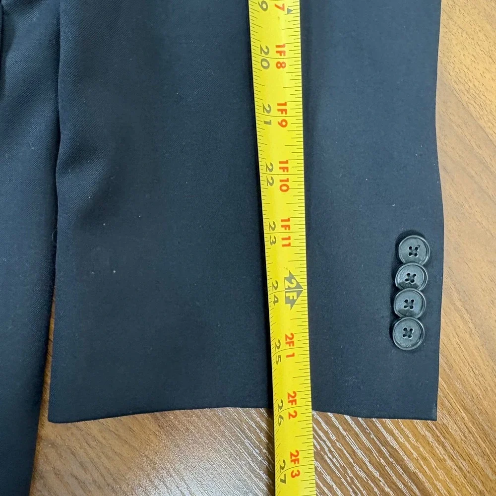 Kenneth Cole Suit Jacket Mens 46R Black Wool Blend Two Button Blazer Corpcore